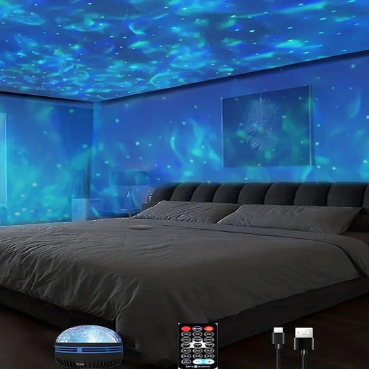 Stunning Star Projector: Immerse Yourself in a Galaxy of Dreams and Ocean Waves. Elevate Your Bedroom with Enchanting Night Light Ambiance, Complete with 7 Vivid Color Patterns.