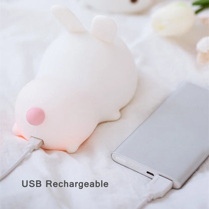 Experience the Magic: Touch-Controlled Rabbit Night Light - 16 Vibrant Colors, USB Rechargeable, Perfect for Children's Bedrooms and Baby Nurseries - A Festive Gift of Comfort and Joy!