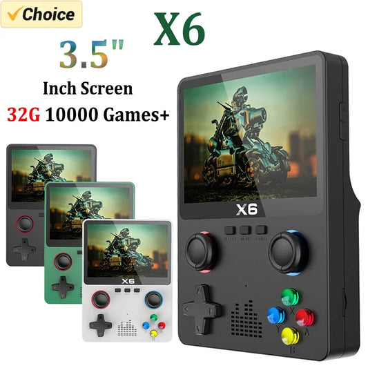 RetroWave™ X6 Game Console Retro Video Game Console 3.5/4'' IPS Screen Portable Handheld Game Player 10000+ Classic Games